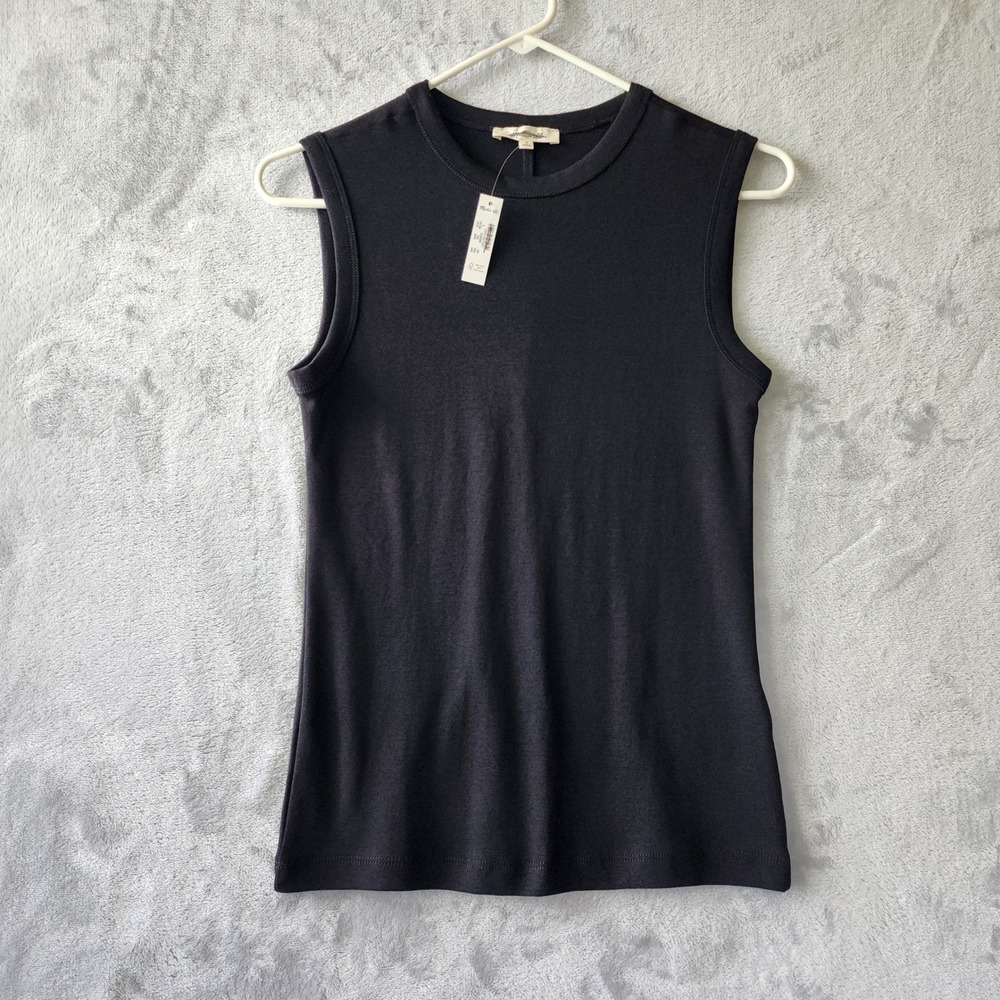 Madewell Tank Top Womens Size Small Jet Black Shell Compact Cotton 90s Capsule